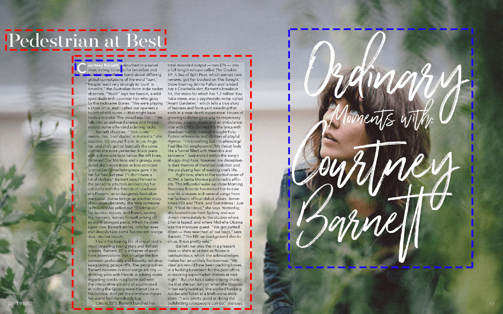 Magazine spread with contrasting typography 